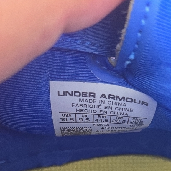 Under Armour Blue and Yellow Athletic Shoes - Picture 3 of 5